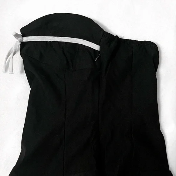 Motel Rocks Panolia Bow Front Bandeau Mini Dress in Tailoring Black - Picture 11 of 13